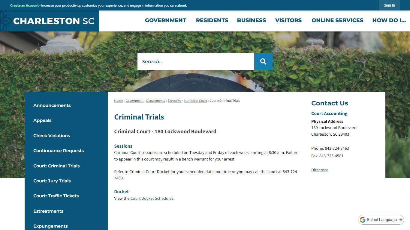 Criminal Trials | Charleston, SC - Official Website